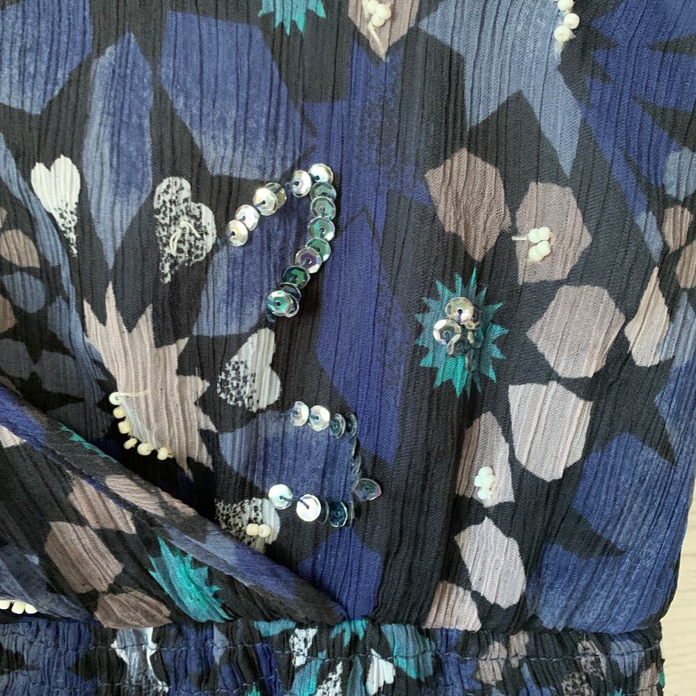 Charlotte Russe Blue Tunic Blouse or Dress Sleeveless Retro Y2K Sequins Size M - Picture 8 of 16